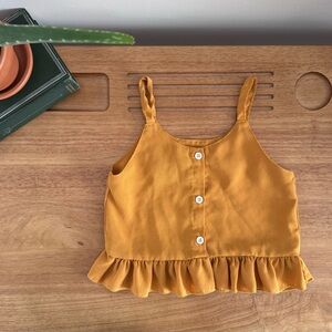 Mustard Ruffle Hem Tank Top 5Y Golden Hour Cottagecore | Boho | Prairie